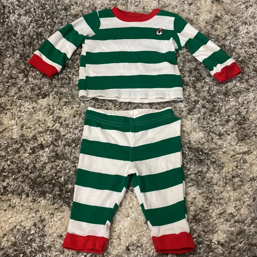 Carters Baby Boy Moose Joggers Penguin Stripes Pajamas Outfit Bundle Lot 6M
